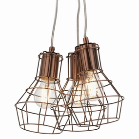 Kersen Copper Caged Shade 3 Light Ceiling Pendant - Adjustable Head modern ceiling lamp