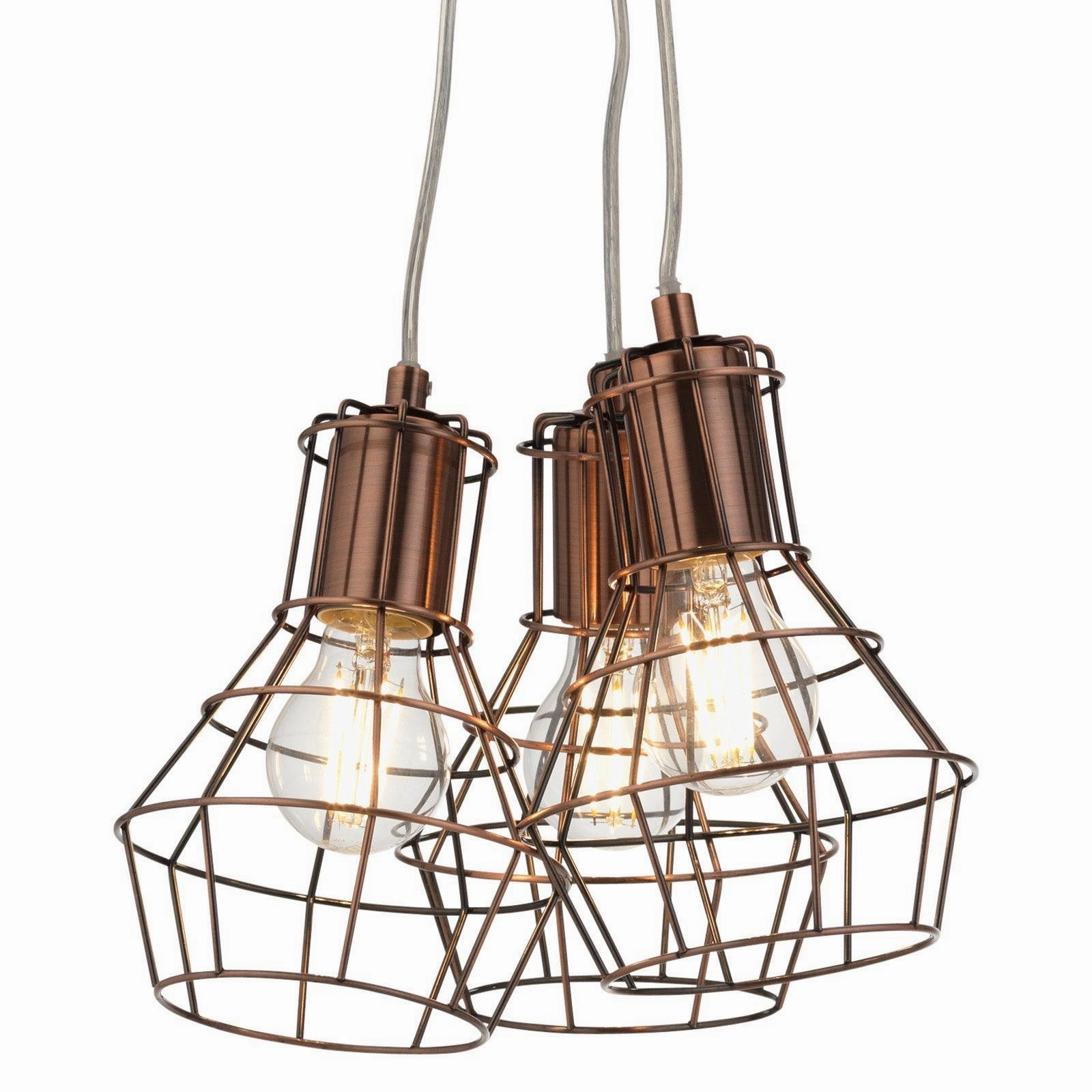 Kersen Copper Caged Shade 3 Light Ceiling Pendant - Adjustable Head modern ceiling lamp
