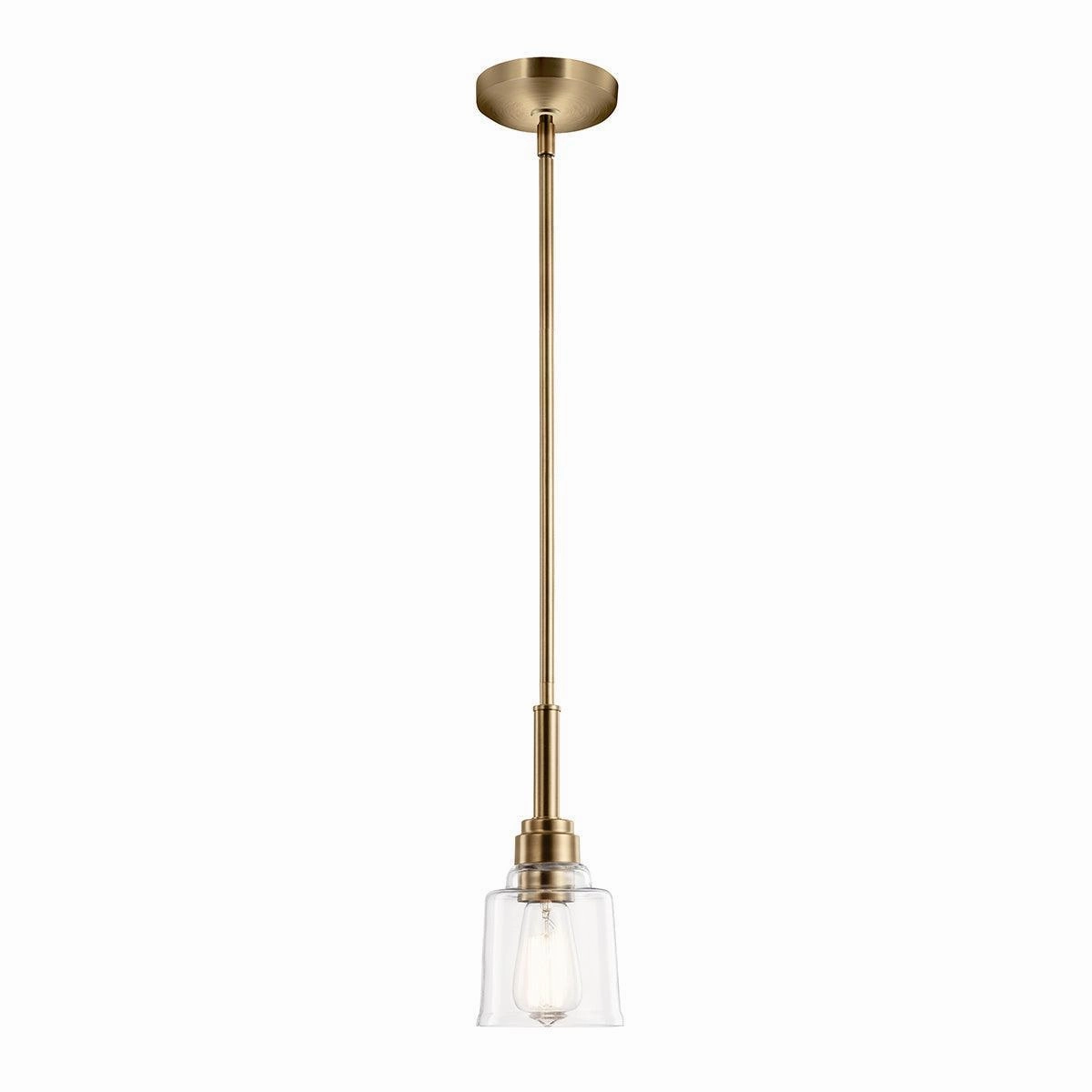 Kichler Avian 1 Light Brass Pendant - Clear Glass Shade modern ceiling lamp