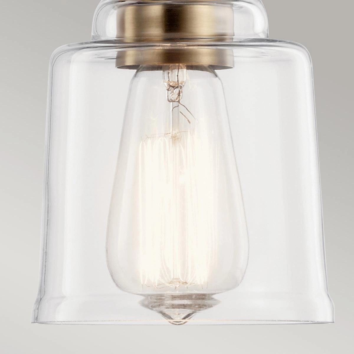 Kichler Avian 1 Light Brass Pendant - Clear Glass Shade