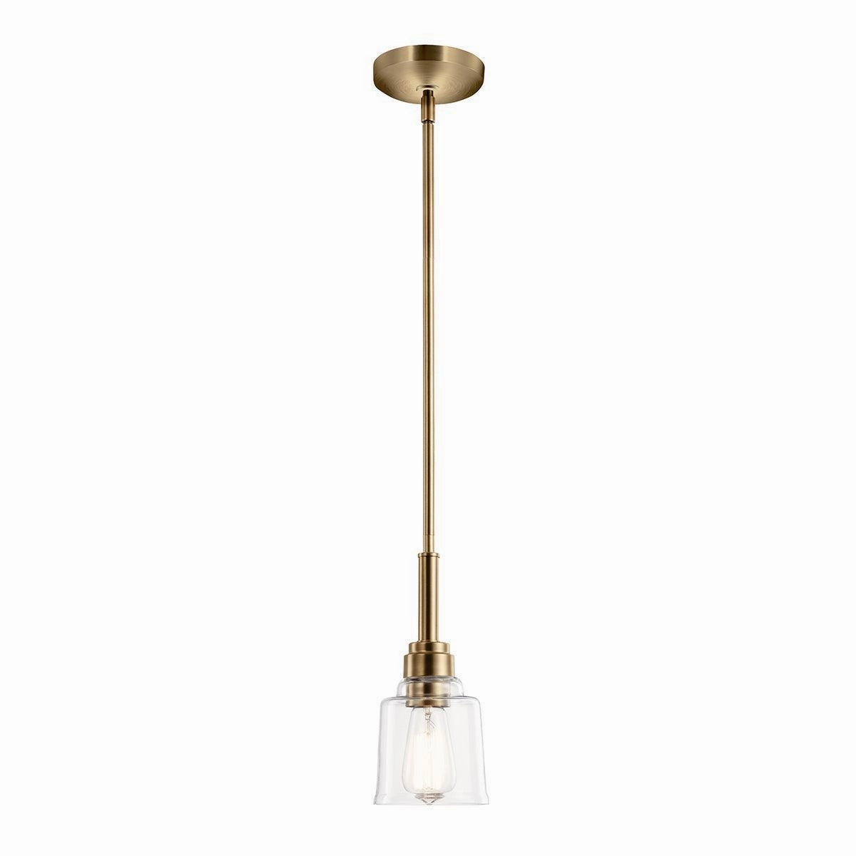 Kichler Avian 1 Light Brass Pendant - Clear Glass Shade modern ceiling lamp