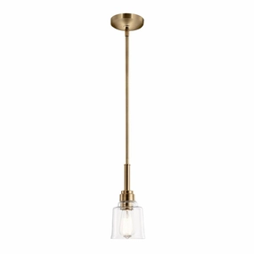 Kichler Avian 1 Light Brass Pendant - Clear Glass Shade modern ceiling lamp