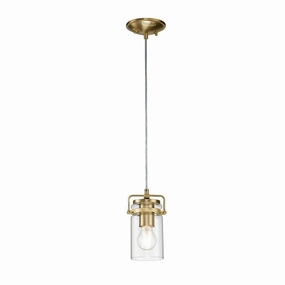 Kichler Brindley 1 Light Brass Mini Pendant - Glass Shade modern ceiling lamp