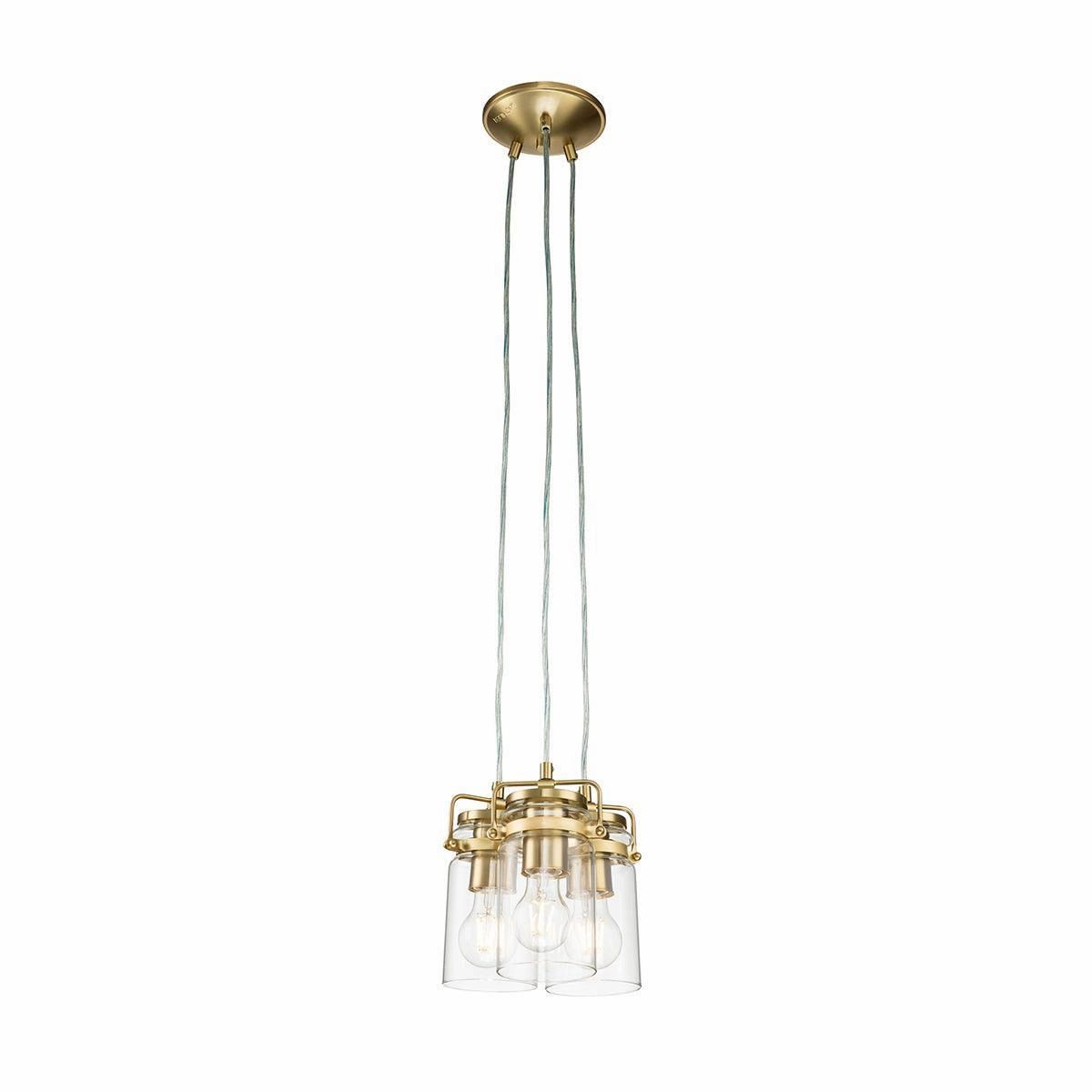 Kichler Brindley 3 Light Brass Pendant - Clear Glass Shades modern ceiling lamp