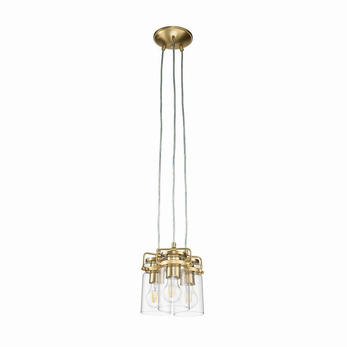 Kichler Brindley 3 Light Brass Pendant - Clear Glass Shades