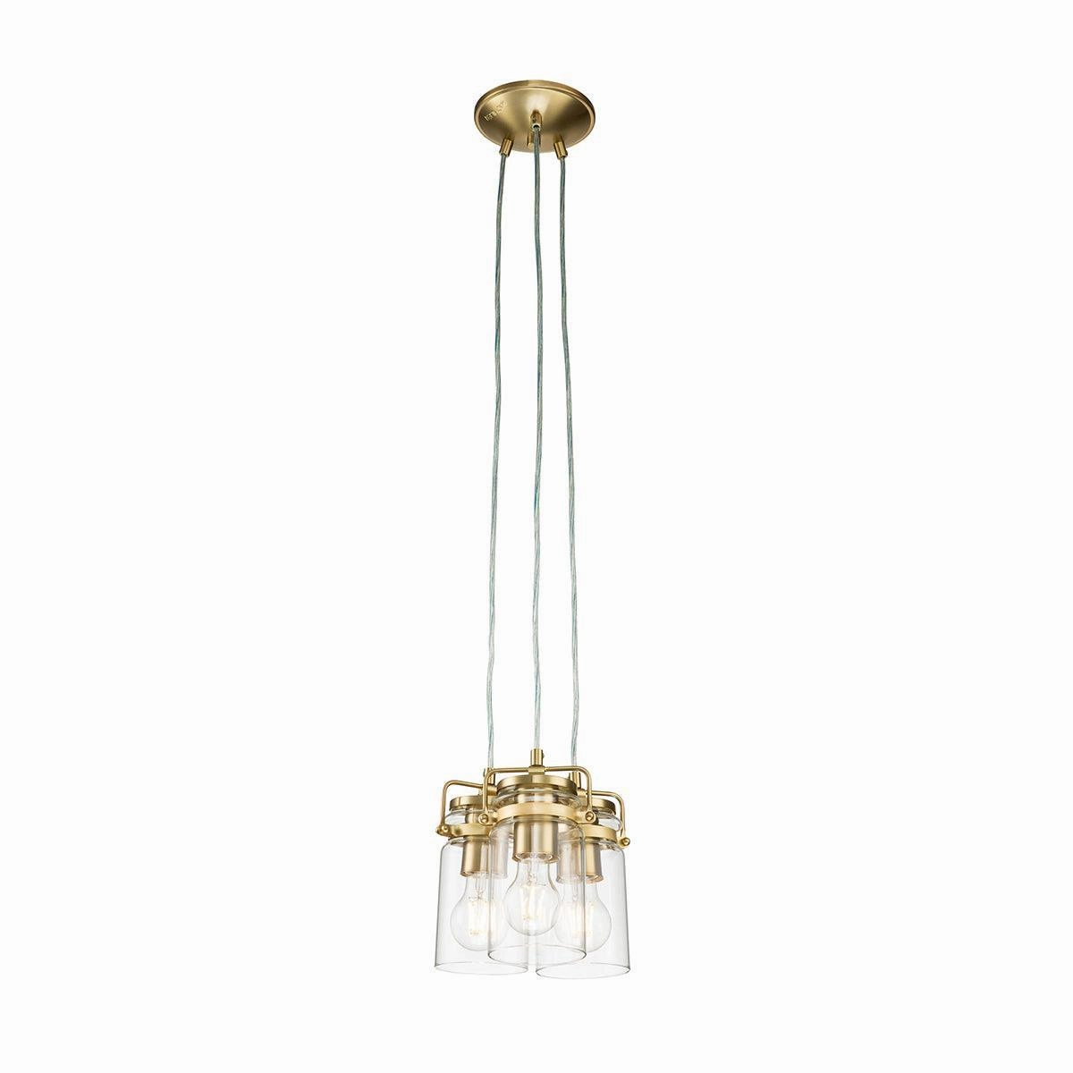 Kichler Brindley 3 Light Brass Pendant - Clear Glass Shades modern ceiling lamp