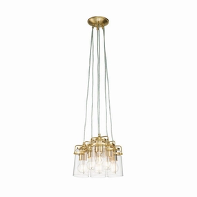 Kichler Brindley 6 Light Brass Pendant - Clear Glass Shades modern ceiling lamp