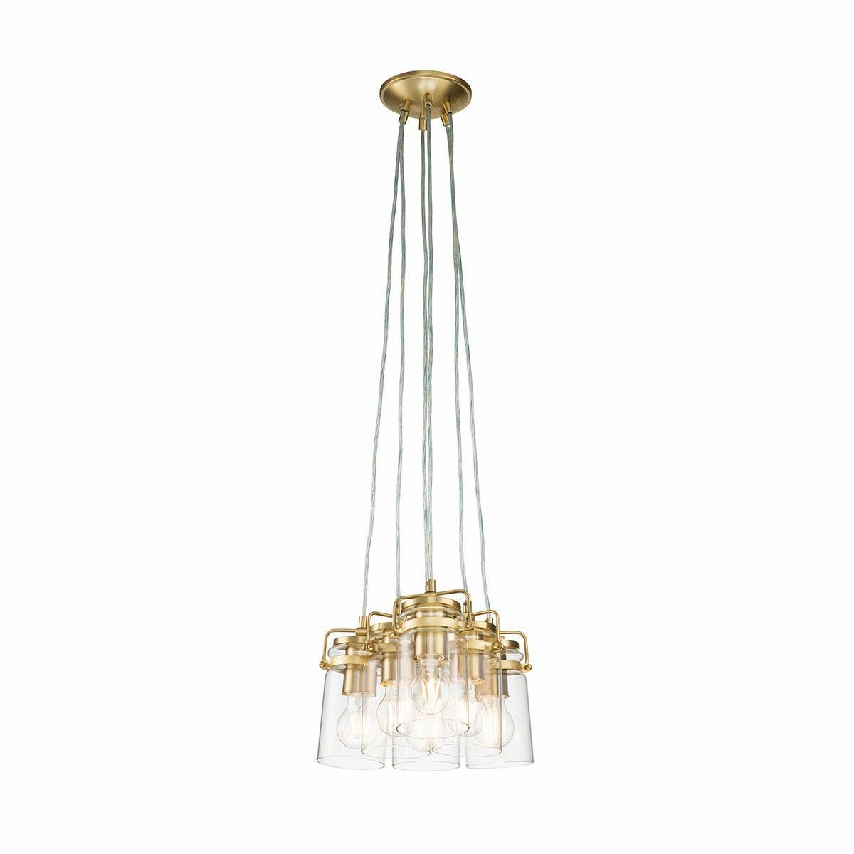 Kichler Brindley 6 Light Brass Pendant - Clear Glass Shades modern ceiling lamp