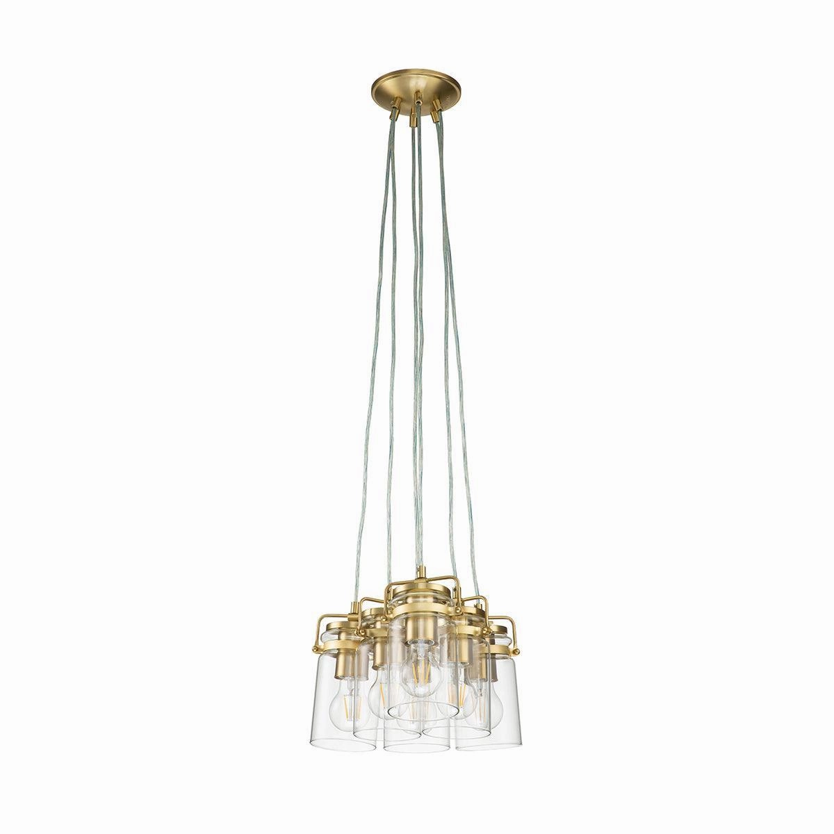Kichler Brindley 6 Light Brass Pendant - Clear Glass Shades