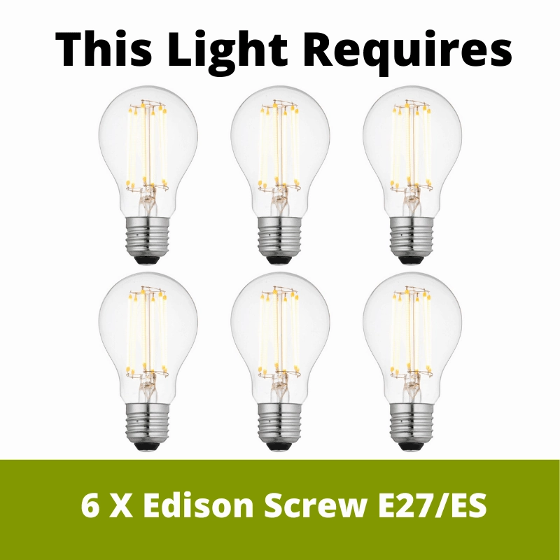 Kichler Brindley 6 Light Brass Pendant - Clear Glass Shades