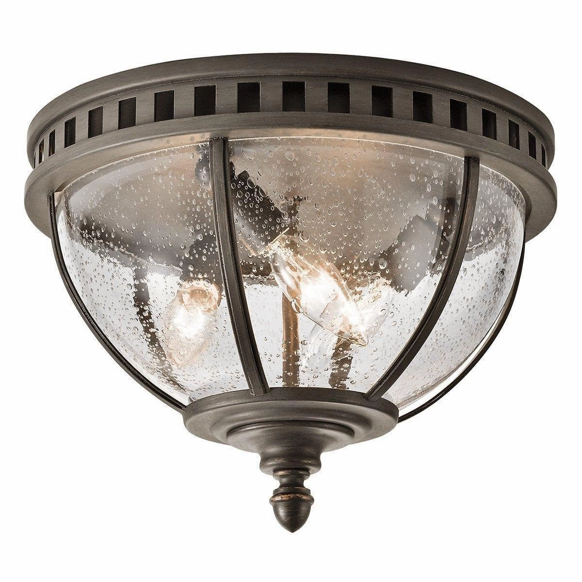 Kichler Halleron Grey Outdoor 3 Light Flush Lantern outdoor wall lamp