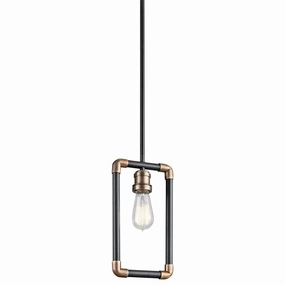 Kichler Imahn 1 Light Black & Brass Mini Ceiling Pendant minimalist ceiling light
