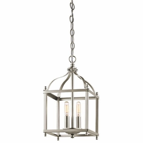 Kichler Larkin Small Nickel Ceiling Lantern - 2 Light modern ceiling lamp