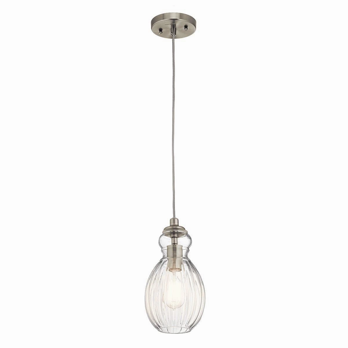 Kichler Riviera 1 Light Brushed Nickel Pendant Ceiling - 16cm minimalist ceiling light