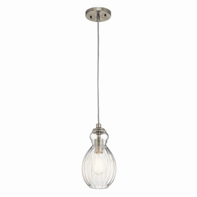 Kichler Riviera 1 Light Brushed Nickel Pendant Ceiling - 16cm minimalist ceiling light