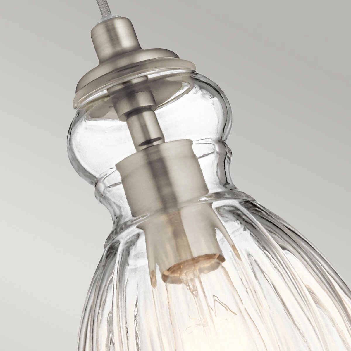 Kichler Riviera 1 Light Brushed Nickel Pendant Ceiling - 16cm
