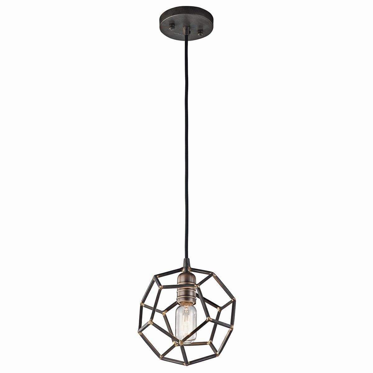 Kichler Rocklyn 1 Light Raw Steel Mini Ceiling Pendant minimalist ceiling light