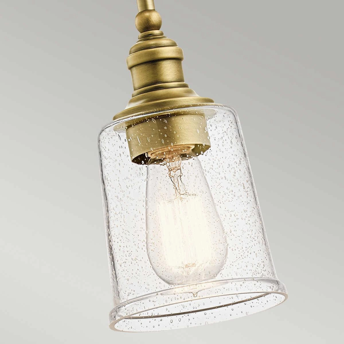 Kichler Waverly 1 Light Brass Mini Ceiling Pendant Light - 23cm