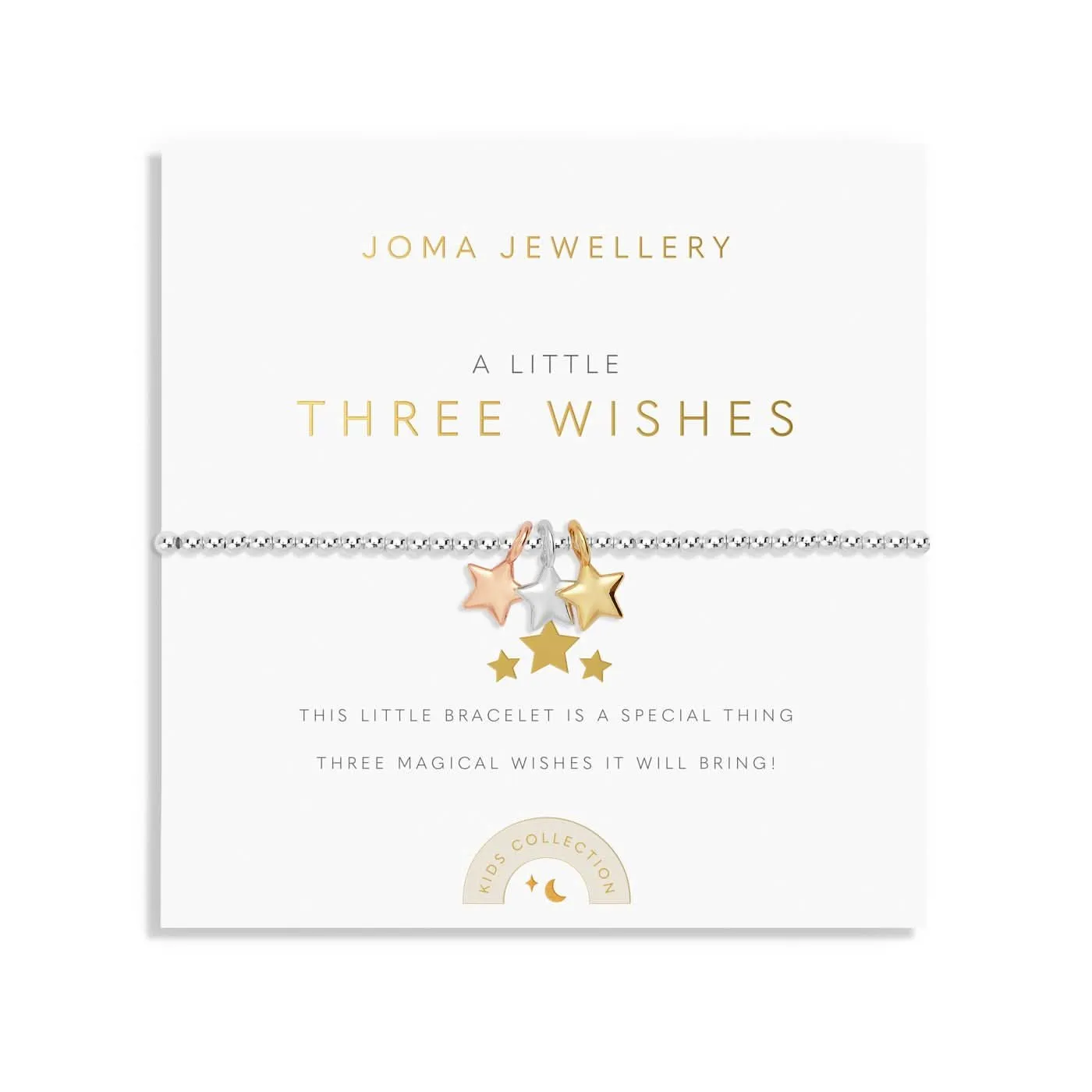 Kids A Little Three Wishes Silver Gold & Rose Gold Plated Bracelet C772 Joma Jewellery