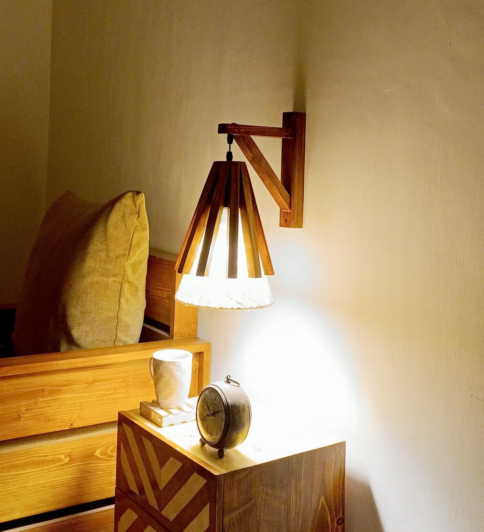 Killi L Brown Wooden Wall Light (BULB NOT INCLUDED)