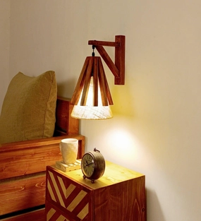 Killi L Brown Wooden Wall Light (BULB NOT INCLUDED) vintage desk lamp