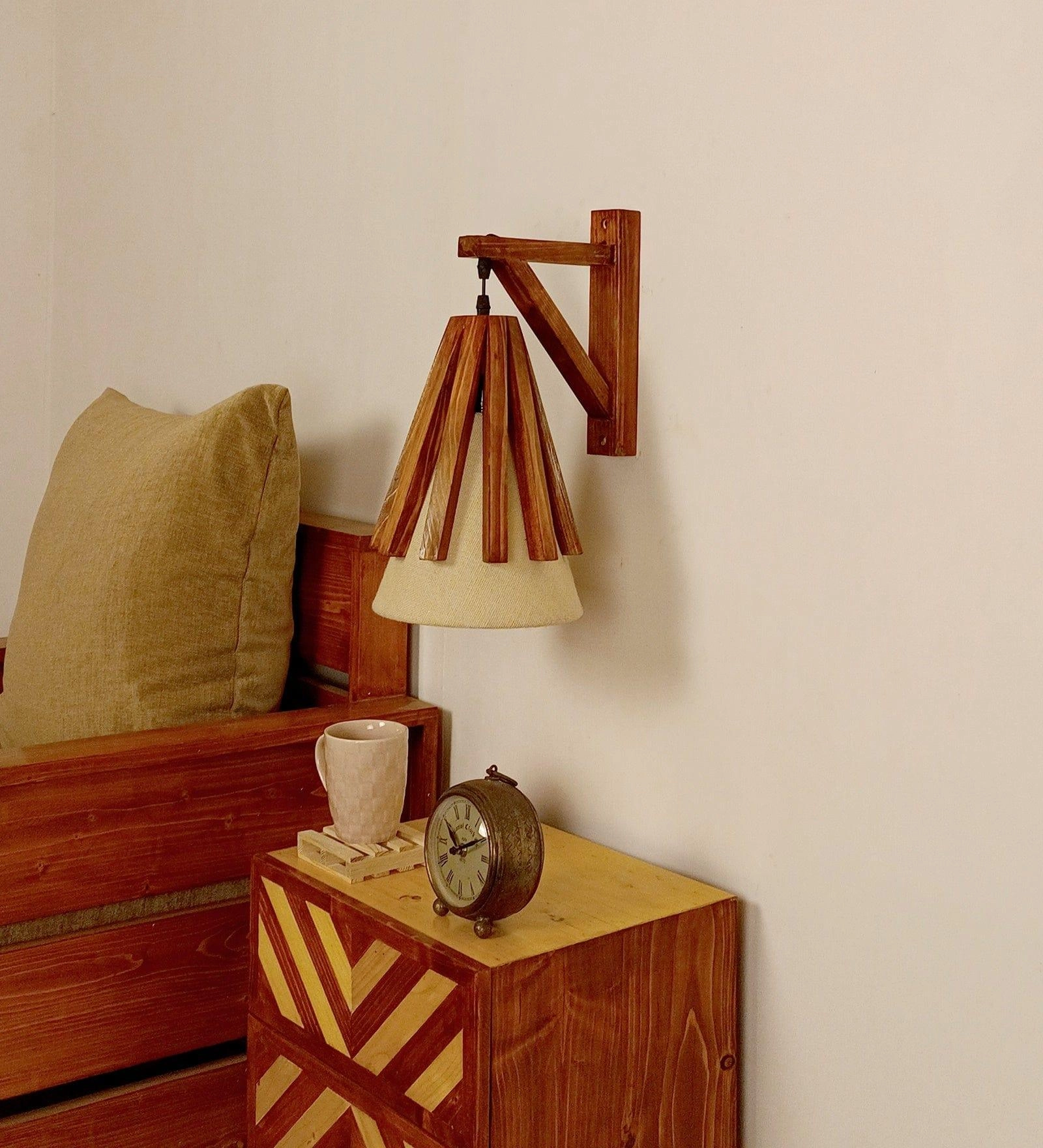 Killi L Brown Wooden Wall Light (BULB NOT INCLUDED)