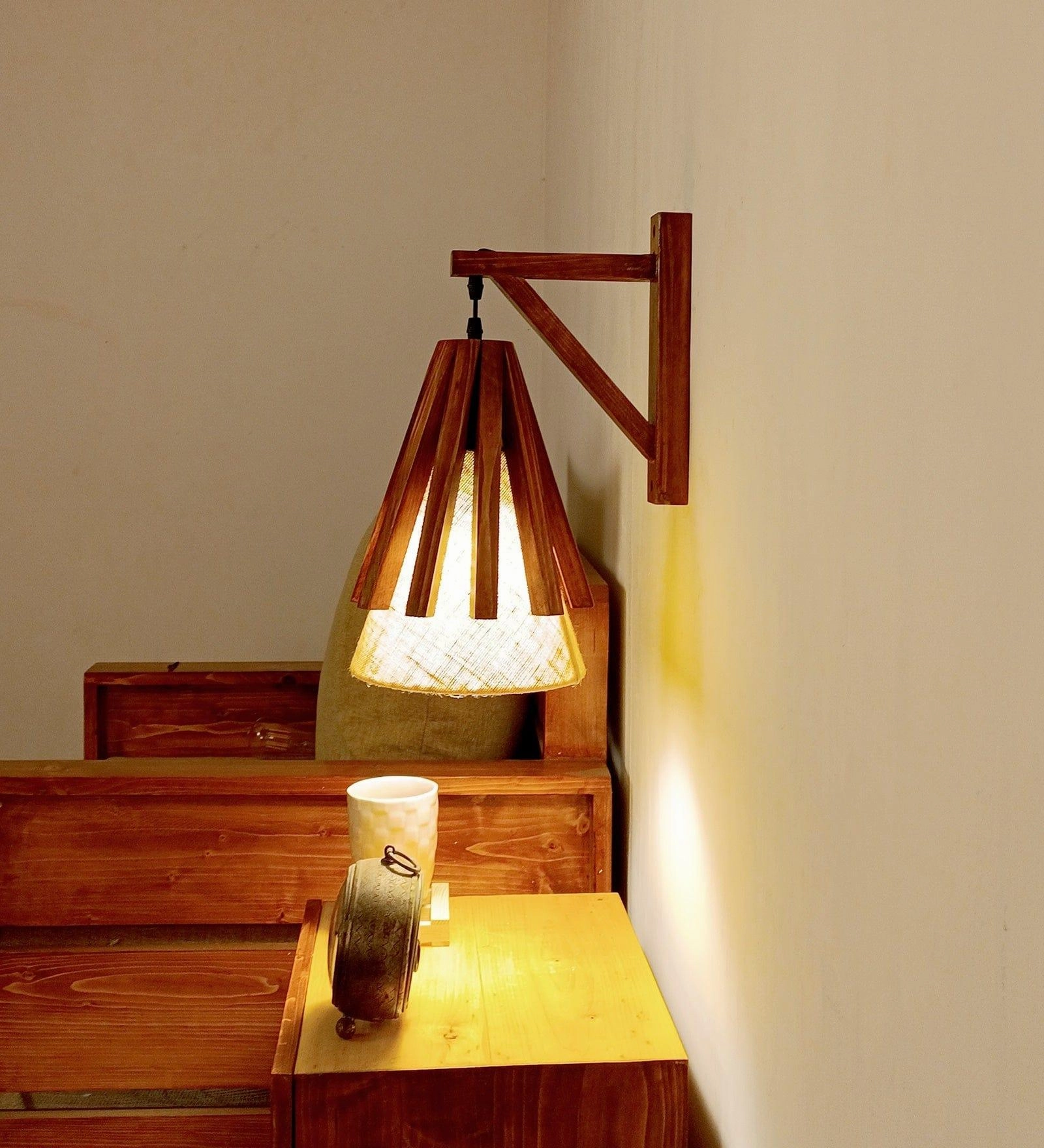 Killi L Brown Wooden Wall Light (BULB NOT INCLUDED)