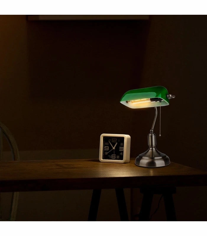 Klassisk Skrivebordslampe med Grnt Glas - Lampeagenten