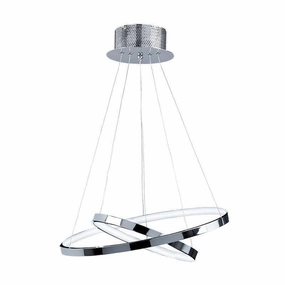 Kline 2 Ring LED Chrome & Frosted Acrylic Pendant Ceiling Light modern ceiling lamp