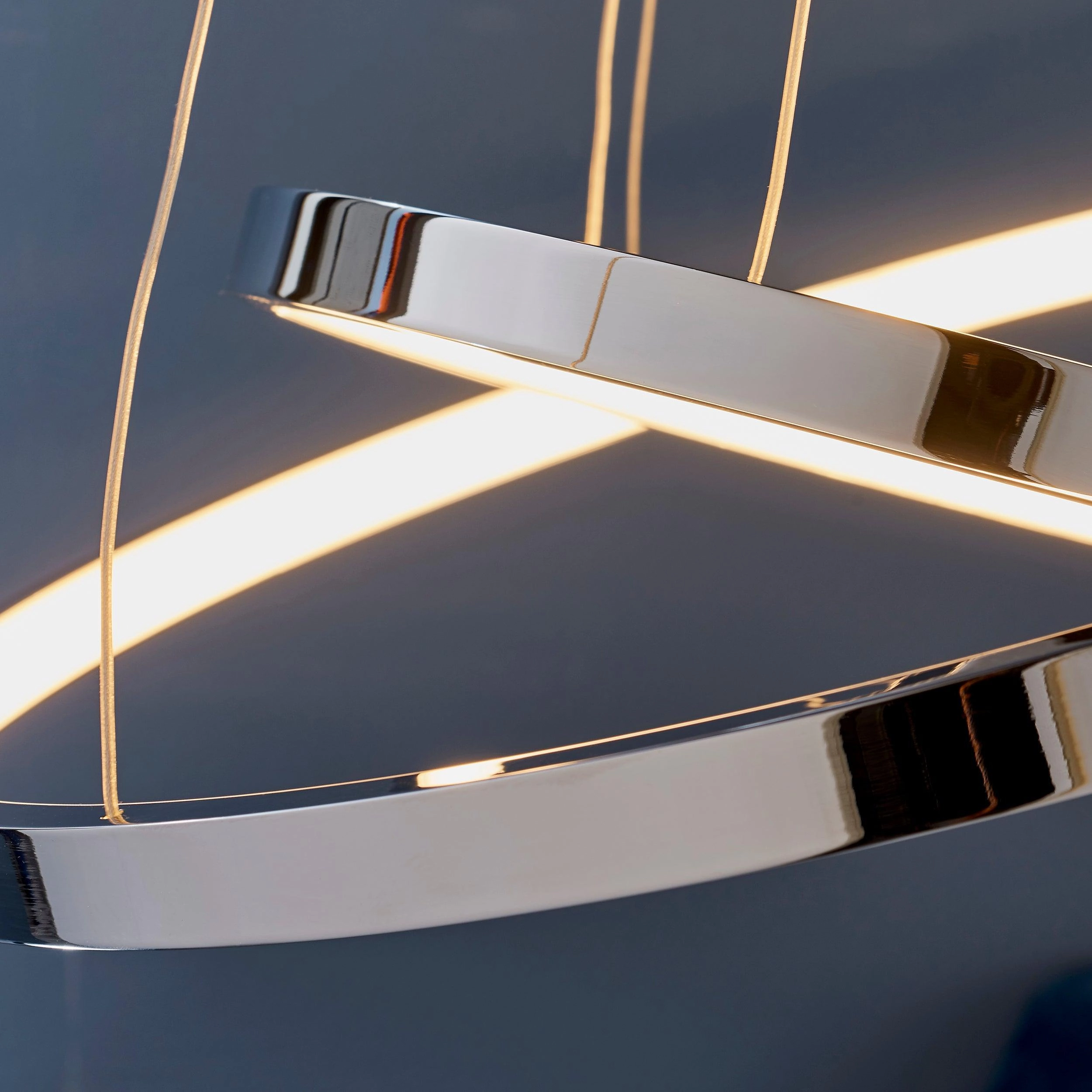 Kline 2 Ring LED Chrome & Frosted Acrylic Pendant Ceiling Light