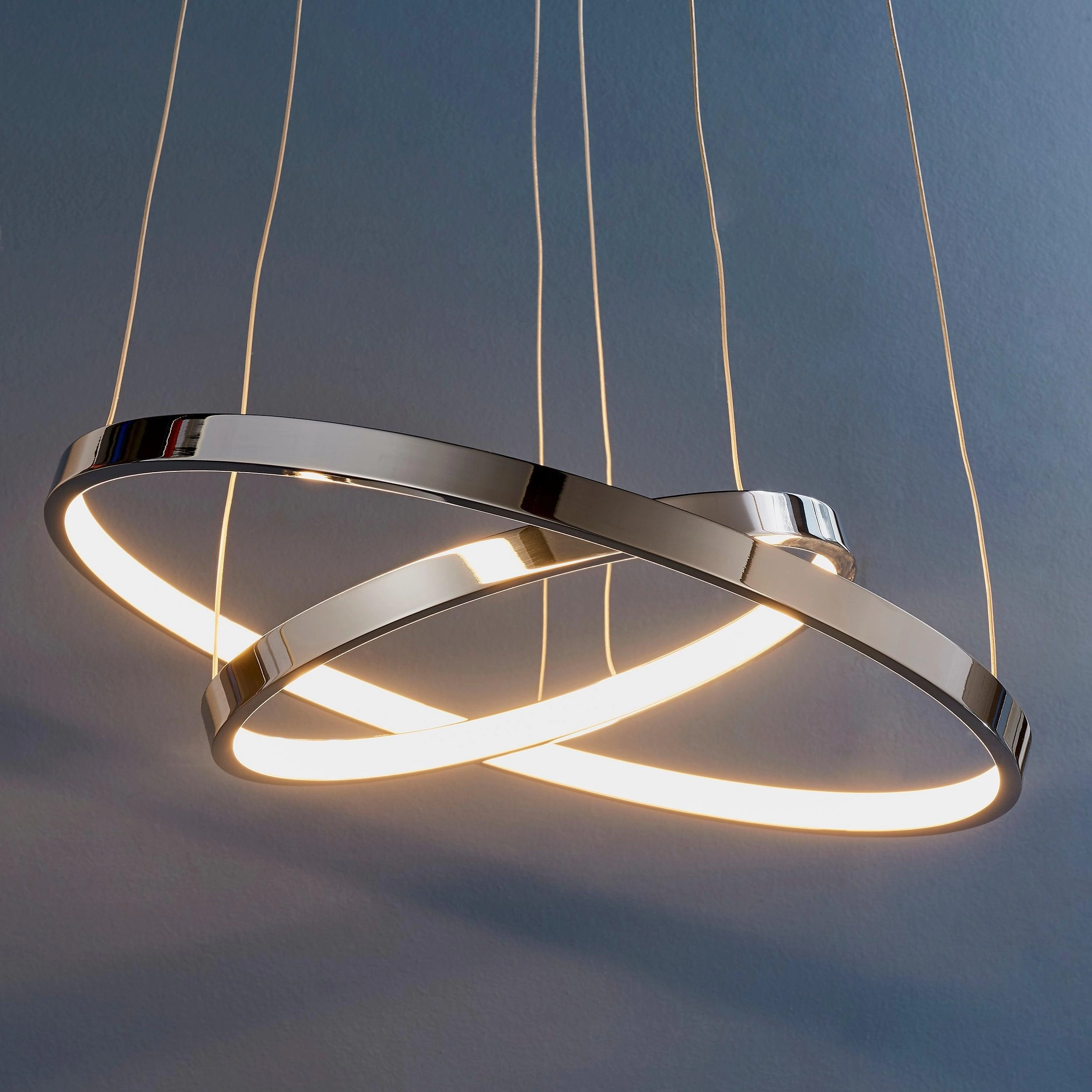 Kline 2 Ring LED Chrome & Frosted Acrylic Pendant Ceiling Light
