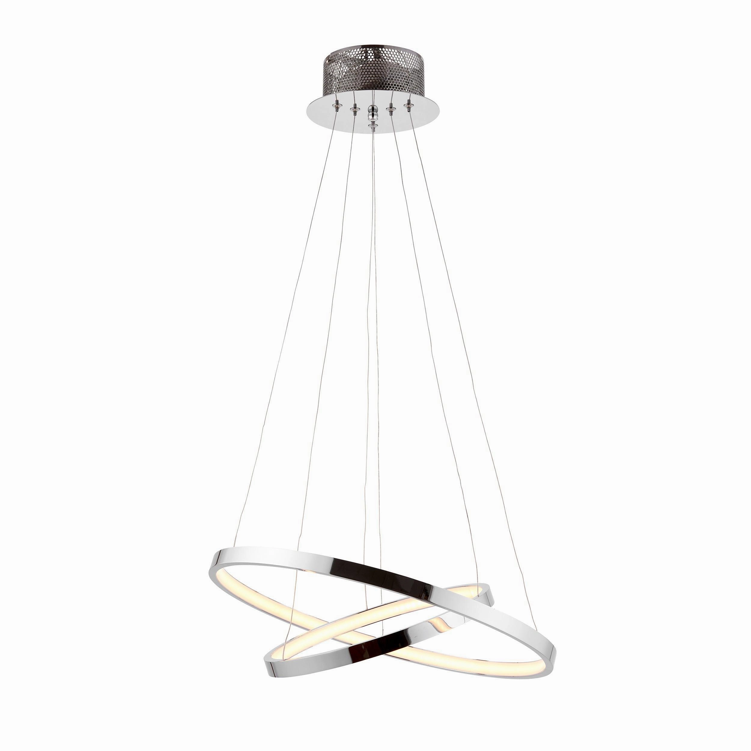 Kline 2 Ring LED Chrome & Frosted Acrylic Pendant Ceiling Light