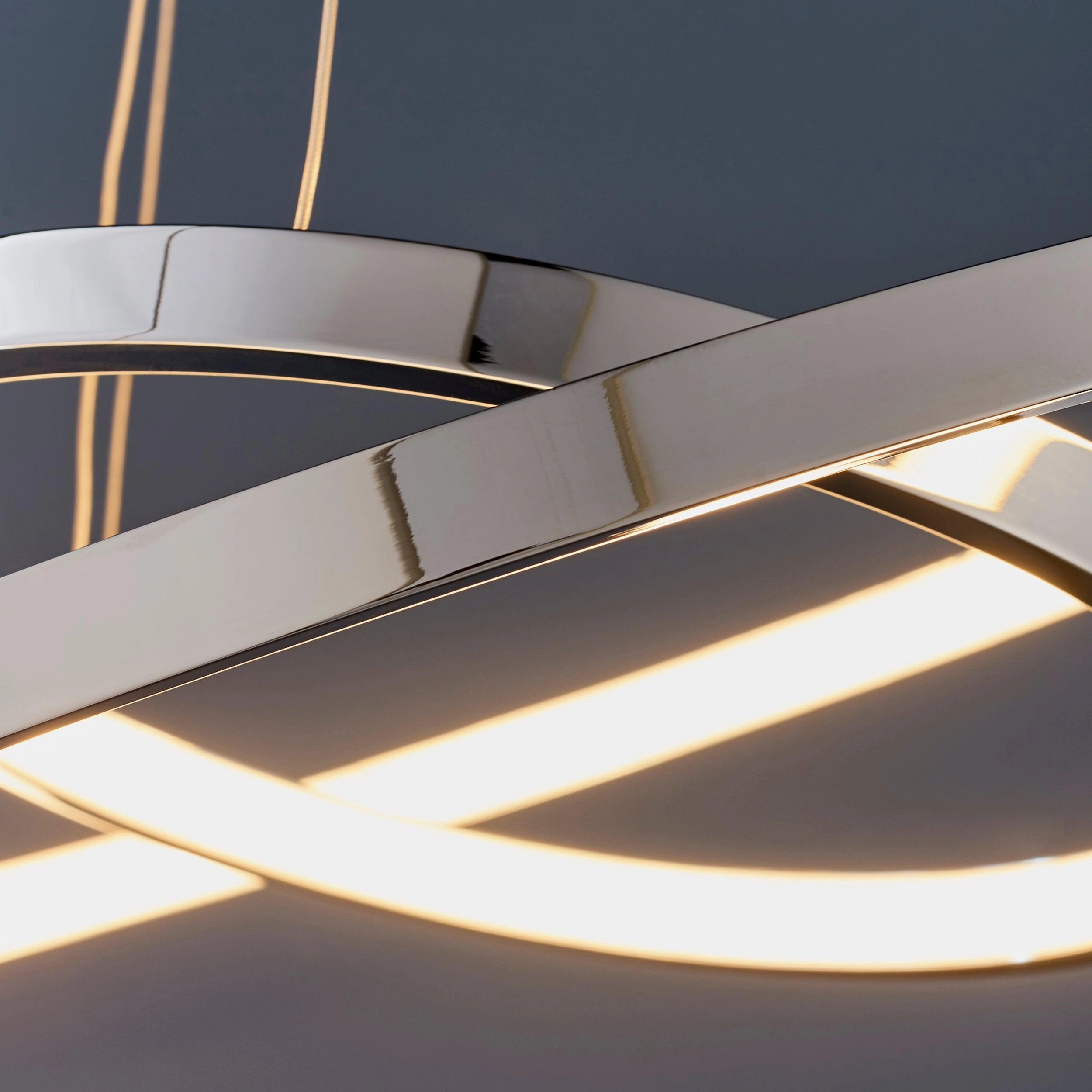Kline 2 Ring LED Chrome & Frosted Acrylic Pendant Ceiling Light