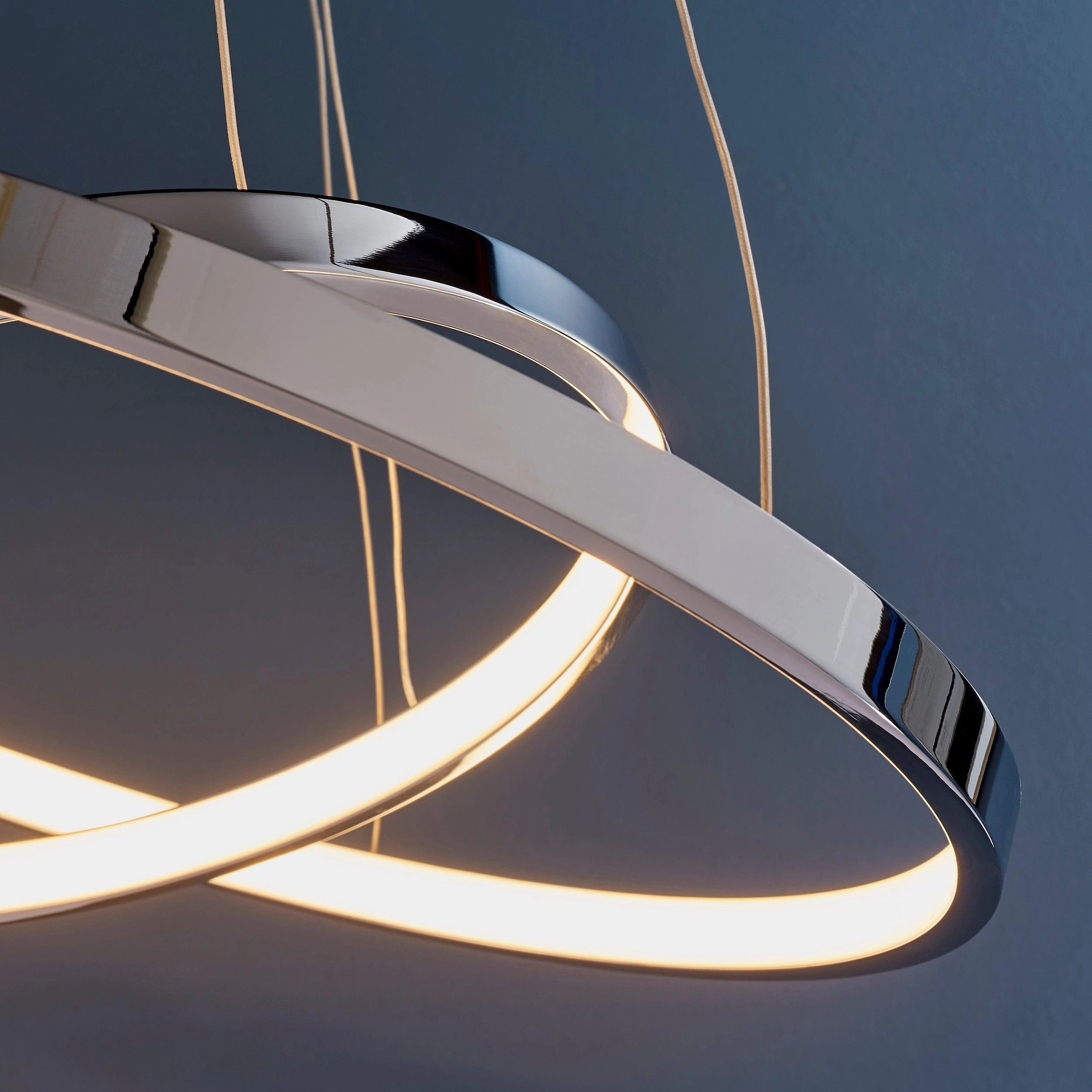 Kline 2 Ring LED Chrome & Frosted Acrylic Pendant Ceiling Light
