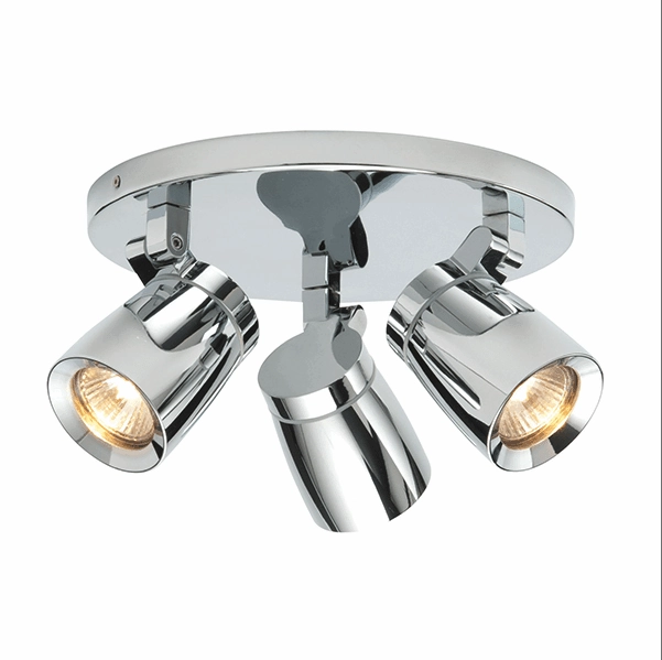 Knight Chrome & Clear Glass Flush Bathroom Ceiling 3 Light simple ceiling design light