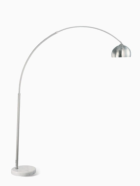 Krester Arched Floor Lamp Brushed Steel and Chrome mini decorative bulb