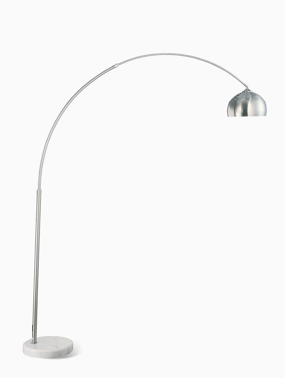 Krester Arched Floor Lamp Brushed Steel and Chrome mini decorative bulb