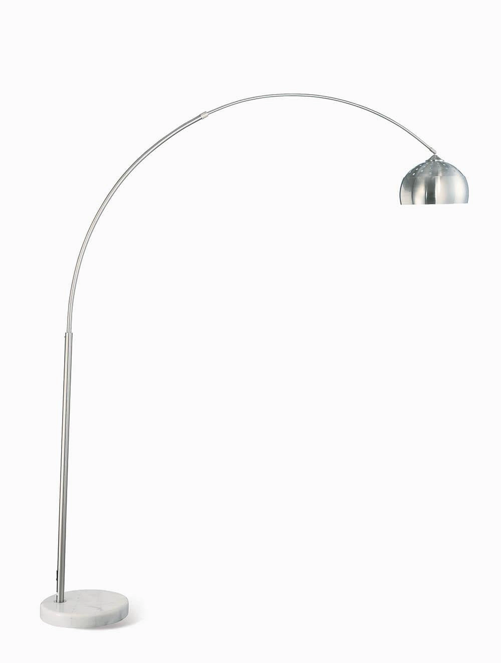 Krester Arched Floor Lamp Brushed Steel and Chrome mini decorative bulb