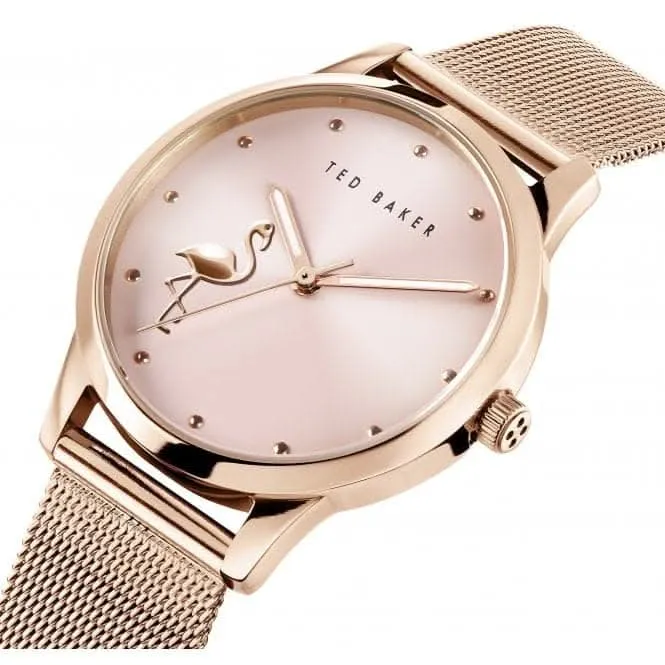 Ladies Fitzrovia Flamingo Stainless Steel Rose Gold Tone Watch BKPFZF011