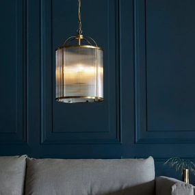 Lambeth 4 Light Brass & Ribbed Glass Ceiling Pendant simple ceiling design light