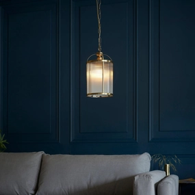 Lambeth Brass & Ribbed Glass Ceiling Pendant simple ceiling design light