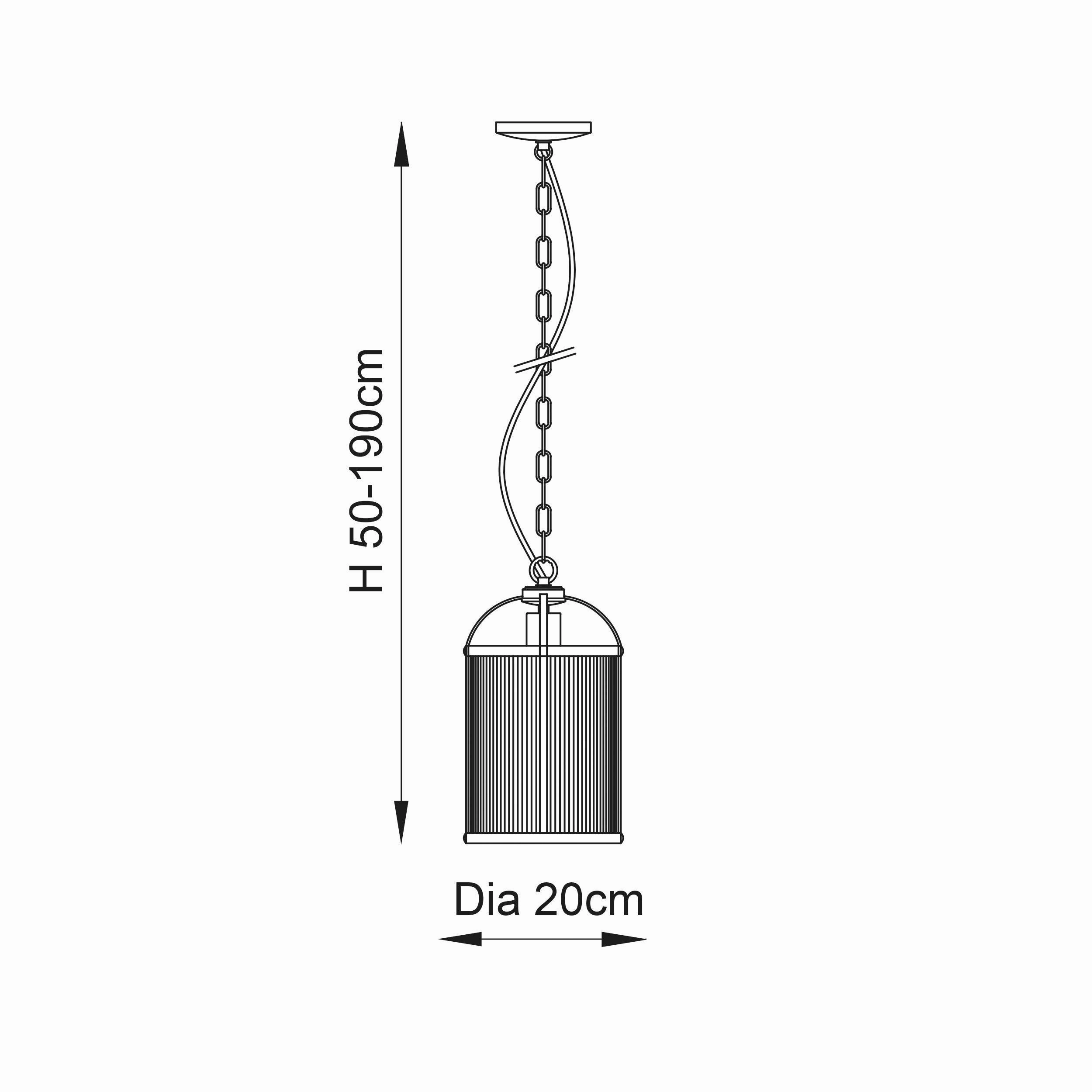 Lambeth Brass & Ribbed Glass Ceiling Pendant