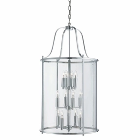 Lantern Grande 12 Light Chrome/Clear Glass Lantern minimalist ceiling light
