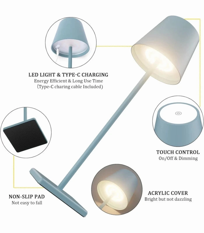 LED bordlampe Inde/ude - Bl, touch dmpbar, CCT, IP54 udendrs - Lampeagenten