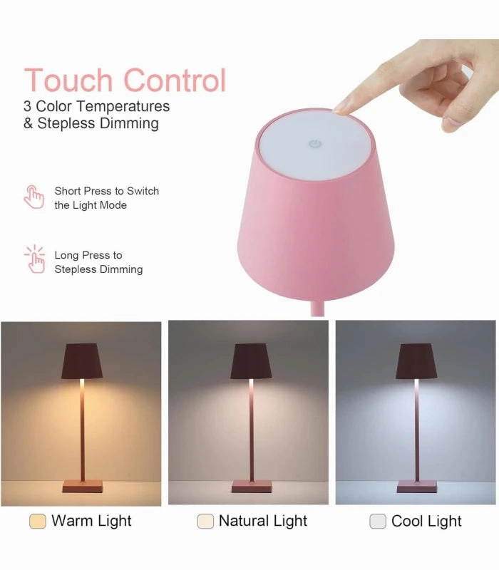 LED bordlampe Inde/ude - Pink, touch dmpbar, CCT, IP54 udendrs - Lampeagenten
