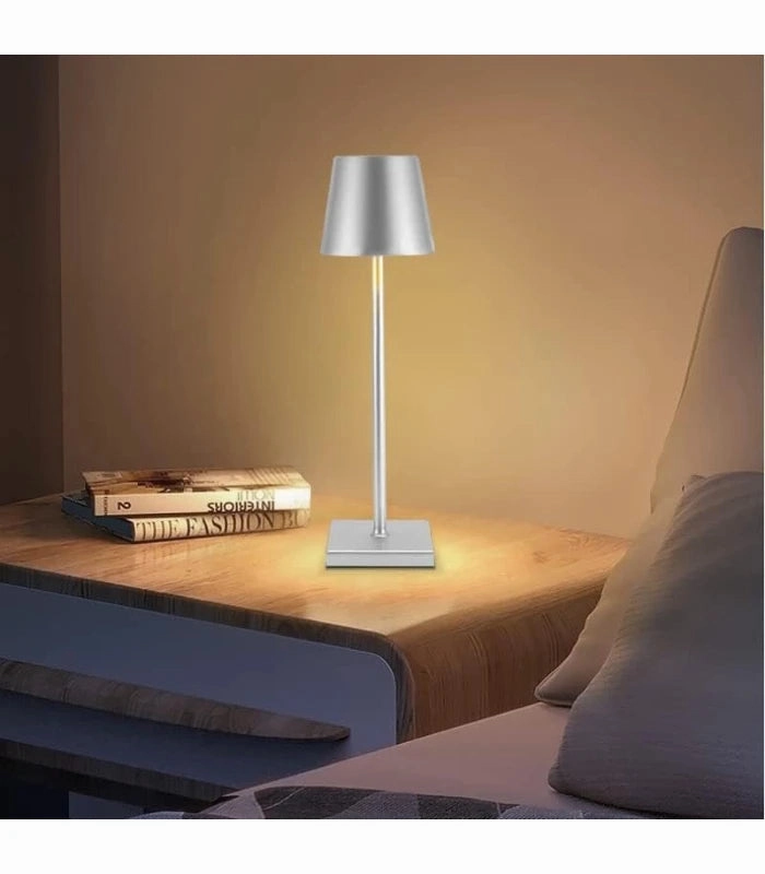 LED bordlampe Inde/ude - Stl/Slv, touch dmpbar, CCT, IP54 udendrs - Lampeagenten