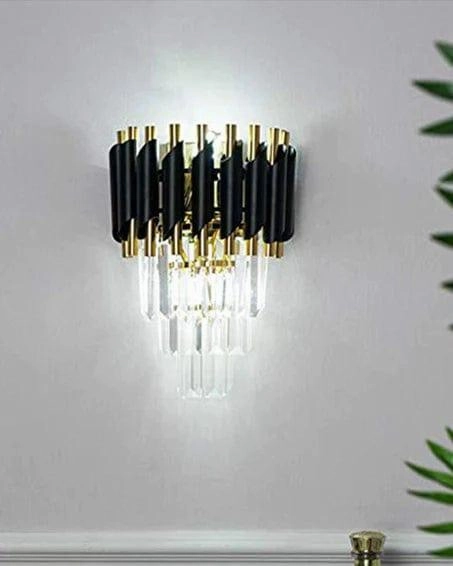 Led Crystal Modern Black Gold Metal Wall Light For Drawing Room Bedroom Office