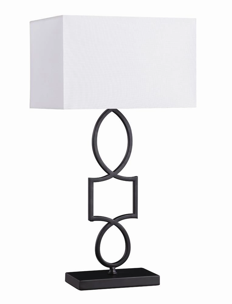 Leorio Rectangular Shade Table Lamp White and Black mini decorative bulb