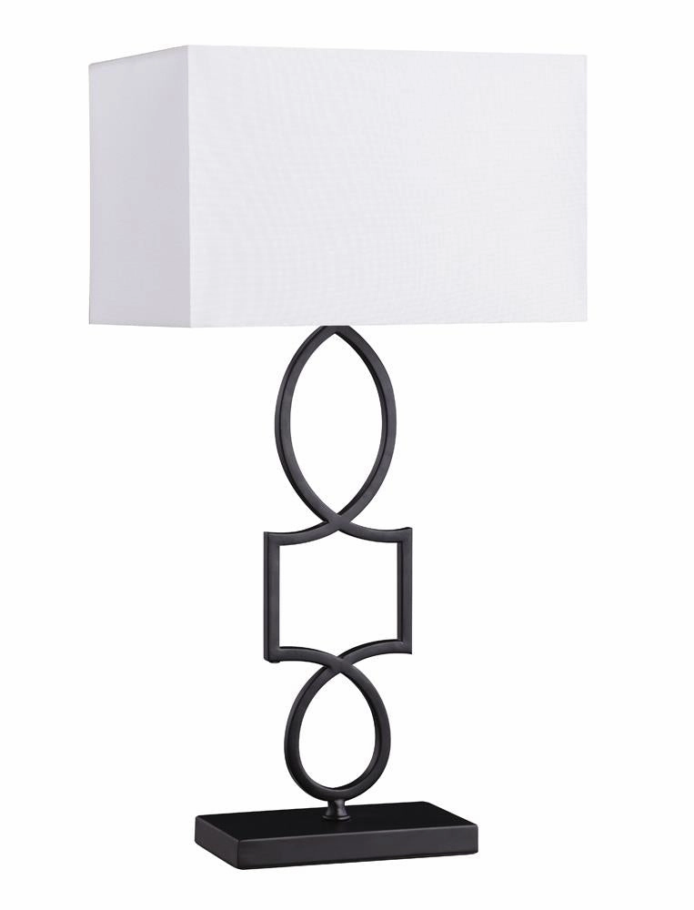 Leorio Rectangular Shade Table Lamp White and Black mini decorative bulb