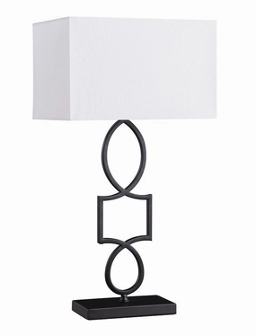 Leorio Rectangular Shade Table Lamp White and Black mini decorative bulb